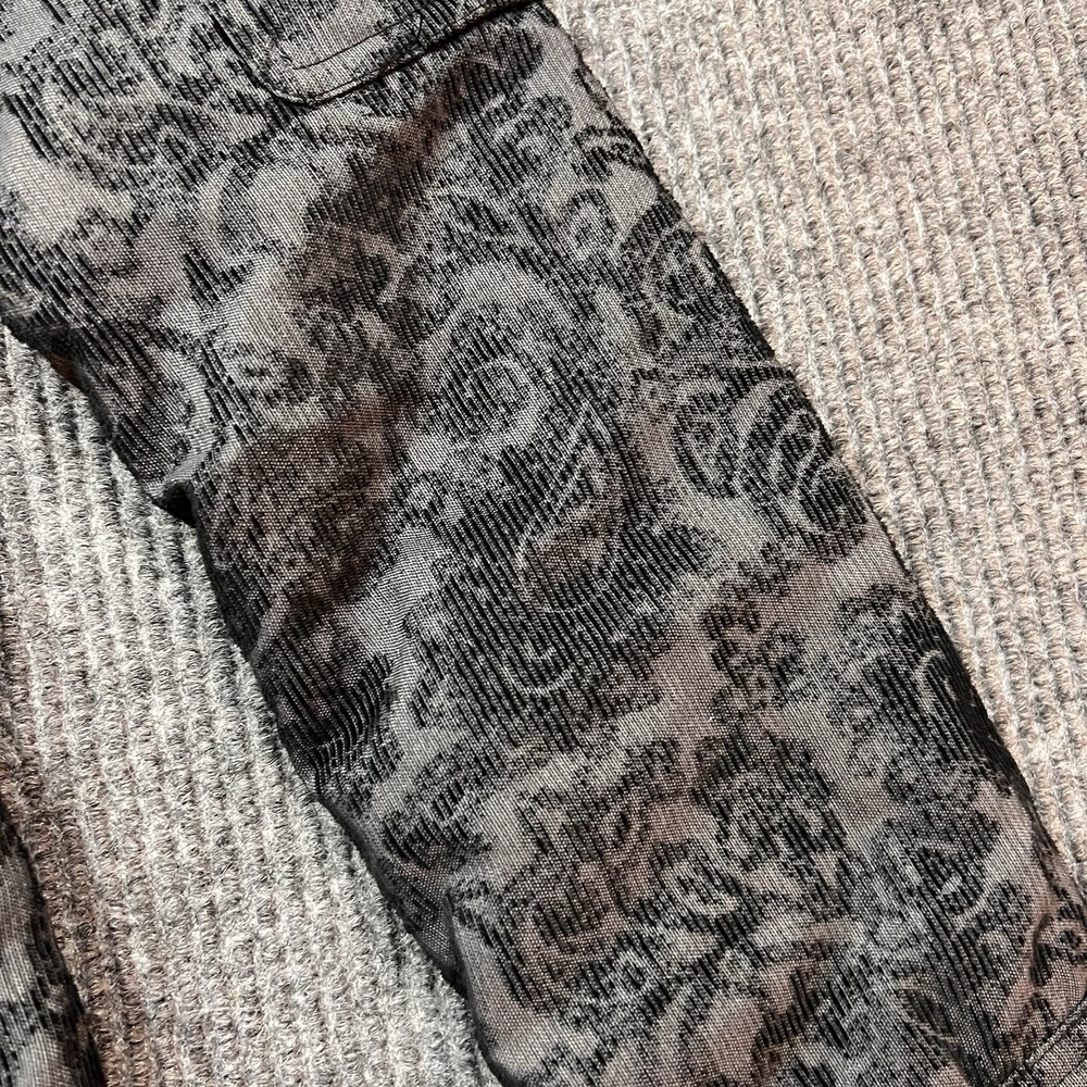 BKE Jacket Black Gray Buckle Paisley Corduroy Whimsygoth Utility Belted Lined - Picture 5 of 12